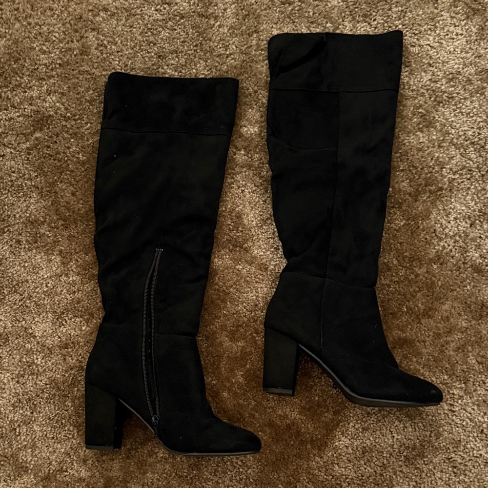 Diba Black Over-the-Knee Block Heel Boots